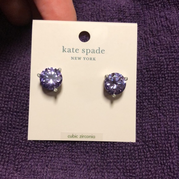 NWT Kate Spade ♠️ Purple Cubic Zirconia Stud Earrings - Picture 5 of 7